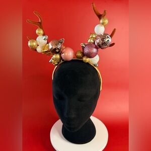 Festive Reindeer Antler Headband with Ornaments